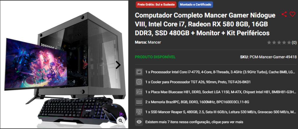 Novem Black: 3 setups gamers de entrada em promoção Captura de tela 2024 11 08 181206