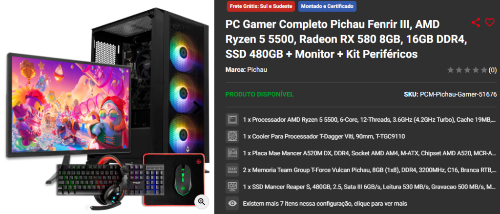 Novem Black: 3 setups gamers de entrada em promoção Captura de tela 2024 11 08 181541
