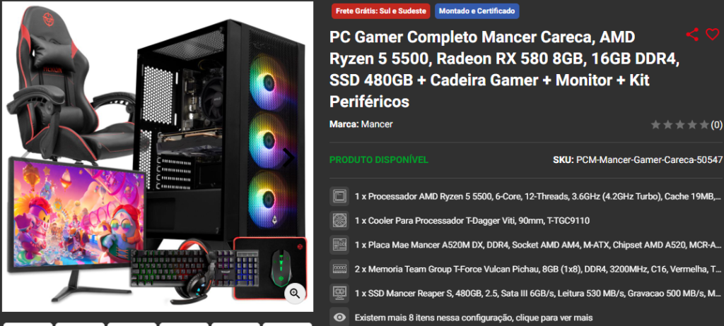 Novem Black: 3 setups gamers de entrada em promoção Captura de tela 2024 11 08 181848