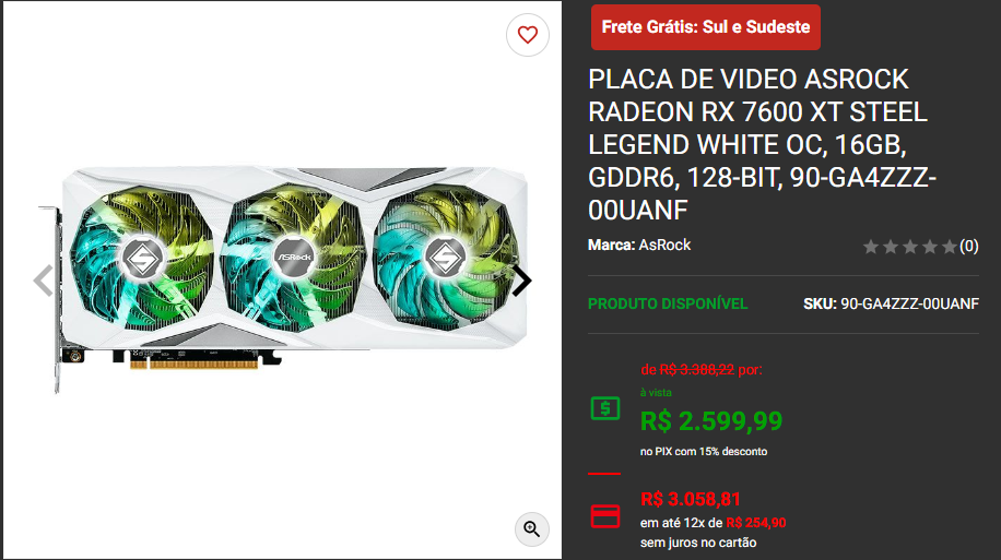 Placa de vídeo: 3 Radeon RX em promoção na Pichau 2 Placa de vídeo: 3 Radeon RX em promoção na Pichau Captura de tela 2024 11 08 184108.png