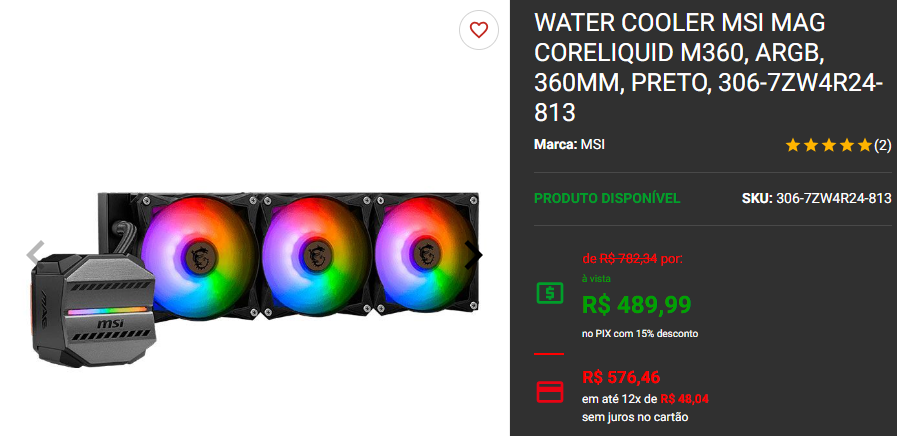 Water Cooler: 3 opções da MSI em promoção na Pichau 3 Water Cooler: 3 opções da MSI em promoção na Pichau Captura de tela 2024 11 11 171216.png