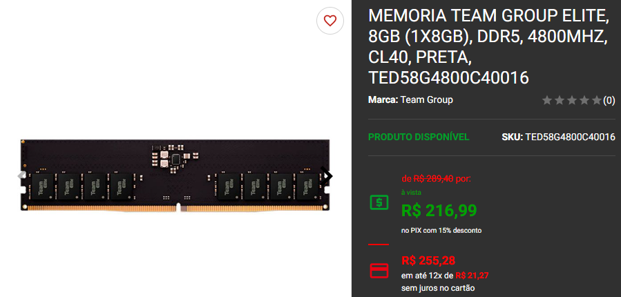 Memória RAM: 3 opções DDR5 em promoção no site da Pichau Captura de tela 2024 11 13 131856.png
