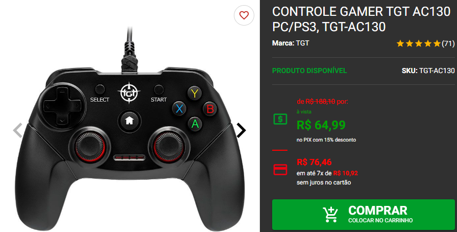 Controle gamer: 3 opções por menos de R$200 no site da Pichau 2 Controle gamer: 3 opções por menos de R$200 no site da Pichau Captura de tela 2024 11 13 153120.png