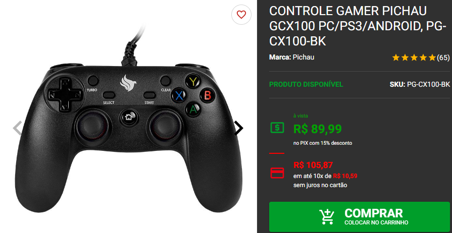 Controle gamer: 3 opções por menos de R$200 no site da Pichau 3 Controle gamer: 3 opções por menos de R$200 no site da Pichau Captura de tela 2024 11 13 153545.png