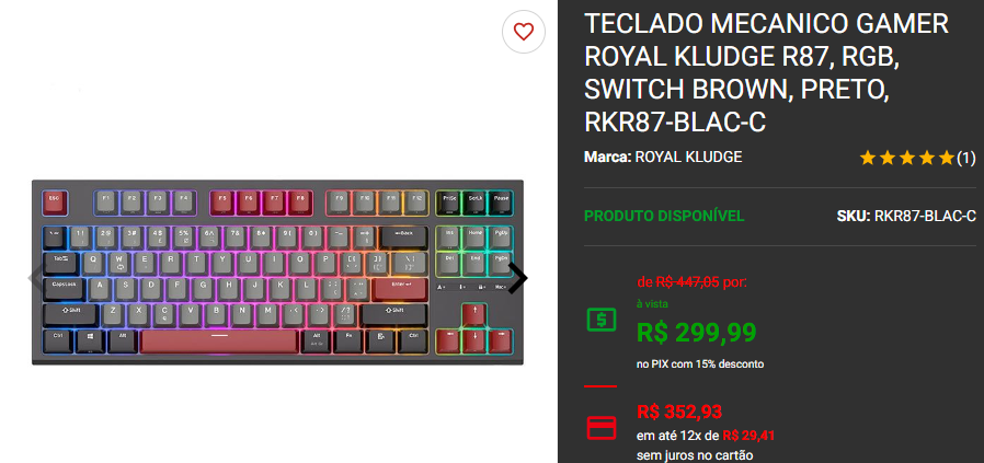 Teclado mecânico: 3 opções por menos de R$300 no site da Pichau 3 Teclado mecânico: 3 opções por menos de R$300 no site da Pichau Captura de tela 2024 11 13 174328.png