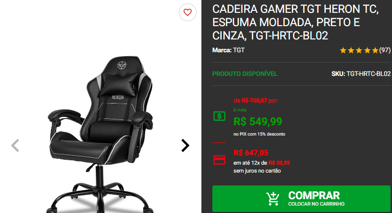 Novem Black: 3 Cadeiras gamers em promoção no site da Pichau 2 Novem Black: 3 Cadeiras gamers em promoção no site da Pichau Captura de tela 2024 11 14 135744.png