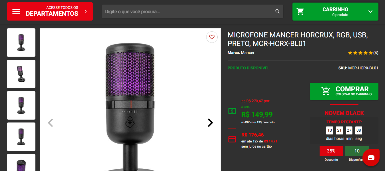 Setup completo de periféricos para streamers em promoção na NovemBlack da Pichau 3 Periféricos