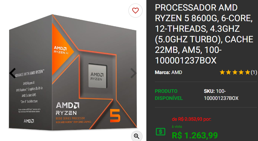 Processador AM5: 3 opções de diferentes categorias em promoção na Pichau 2 Processador AM5: 3 opções de diferentes categorias em promoção na Pichau Captura de tela 2024 11 18 152258.png