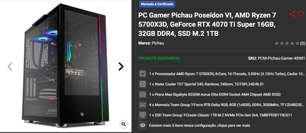Novem Black: 3 setups High-End em promoção na Pichau Captura de tela 2024 11 19 163101