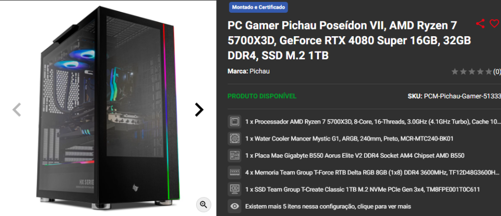 Novem Black: 3 setups High-End em promoção na Pichau Captura de tela 2024 11 19 163333