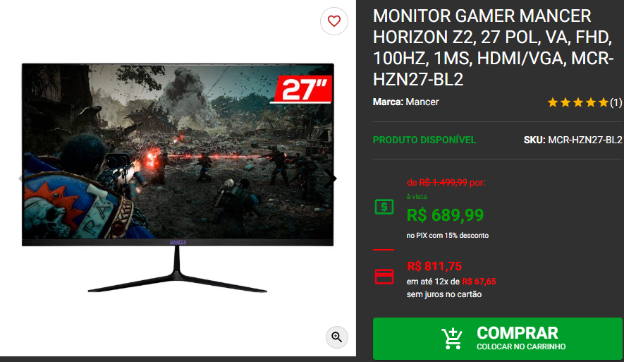 Monitor Gamer: 3 opções por menos de R$ 700 na Pichau 2 Monitor Gamer: 3 opções por menos de R$ 700 na Pichau Captura de tela 2024 11 22 164722.png