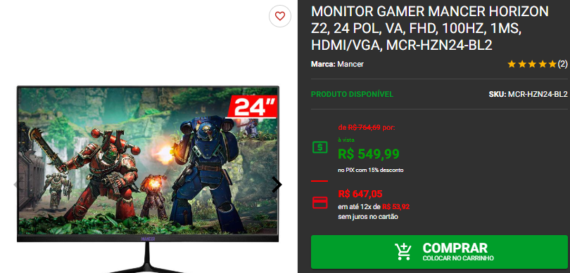 Monitor Gamer: 3 opções de tamanhos diferentes em promoção 3 Monitor Gamer: 3 opções de tamanhos diferentes em promoção Captura de tela 2024 11 25 180935.png