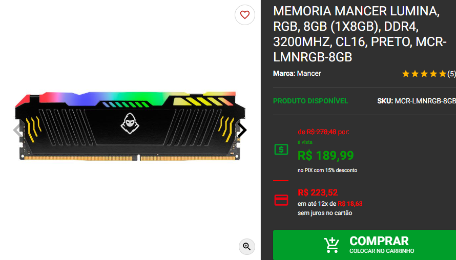 Memória RAM: 3 opções com luz RGB em promoção 2 Memória RAM: 3 opções com luz RGB em promoção Captura de tela 2024 11 26 174403.png