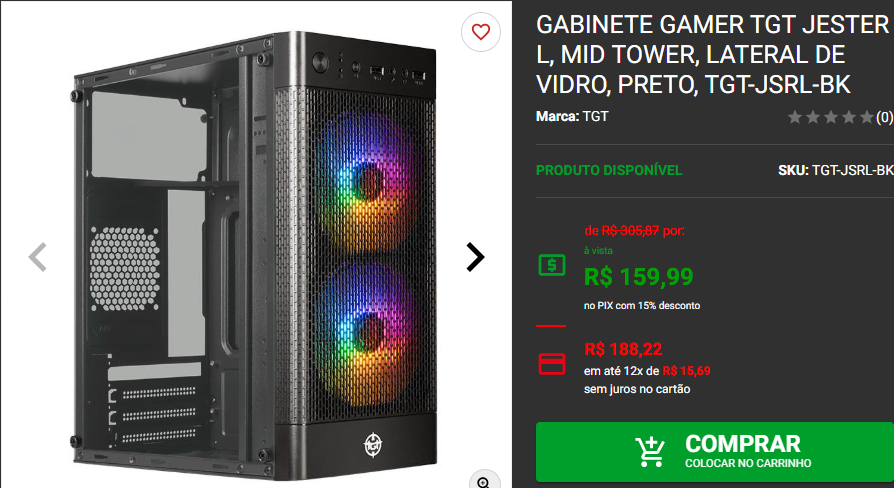 Gabinete gamer: 3 opções por menos de R$ 200 na Pichau Captura de tela 2024 11 26 185236