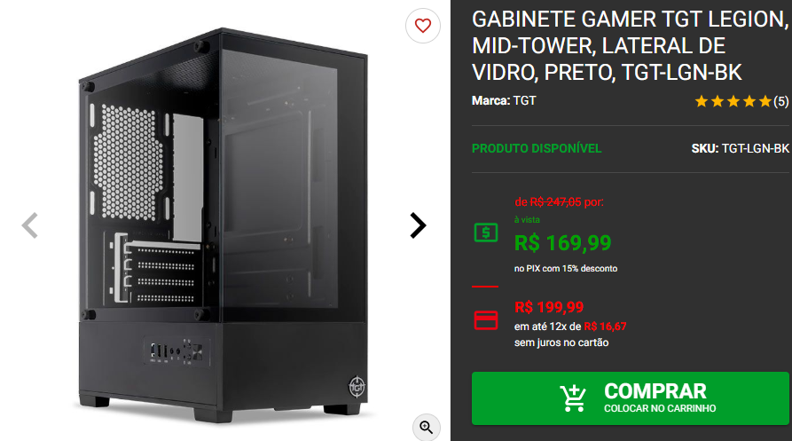 Gabinete gamer: 3 opções por menos de R$ 200 na Pichau Captura de tela 2024 11 26 185544
