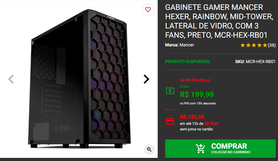 Gabinete gamer: 3 opções por menos de R$ 200 na Pichau Captura de tela 2024 11 26 190318