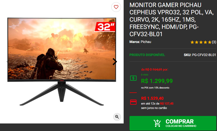 Monitor Gamer: 3 opções Quad HD em promoção na Pichau 4 Monitor Gamer: 3 opções Quad HD em promoção na Pichau Captura de tela 2024 11 28 123420.png