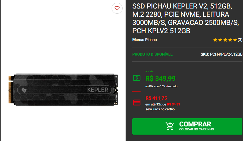 Memória SSD M.2: 3 opções da Pichau por menos de R$ 450 3 Memória SSD M.2: 3 opções da Pichau por menos de R$ 450 Captura de tela 2024 11 28 181100.png