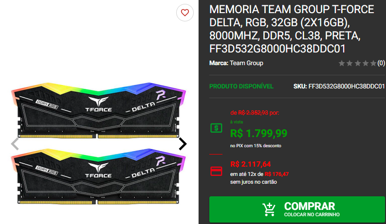 Memória RAM: 3 opções de alta velocidade em promoção Captura de tela 2024 11 29 172438.png