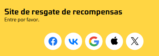 FF: Como resgatar códigos no Free Fire? 2 Tela amarela com opções de login em sua conta no Free Fire para resgatar códigos