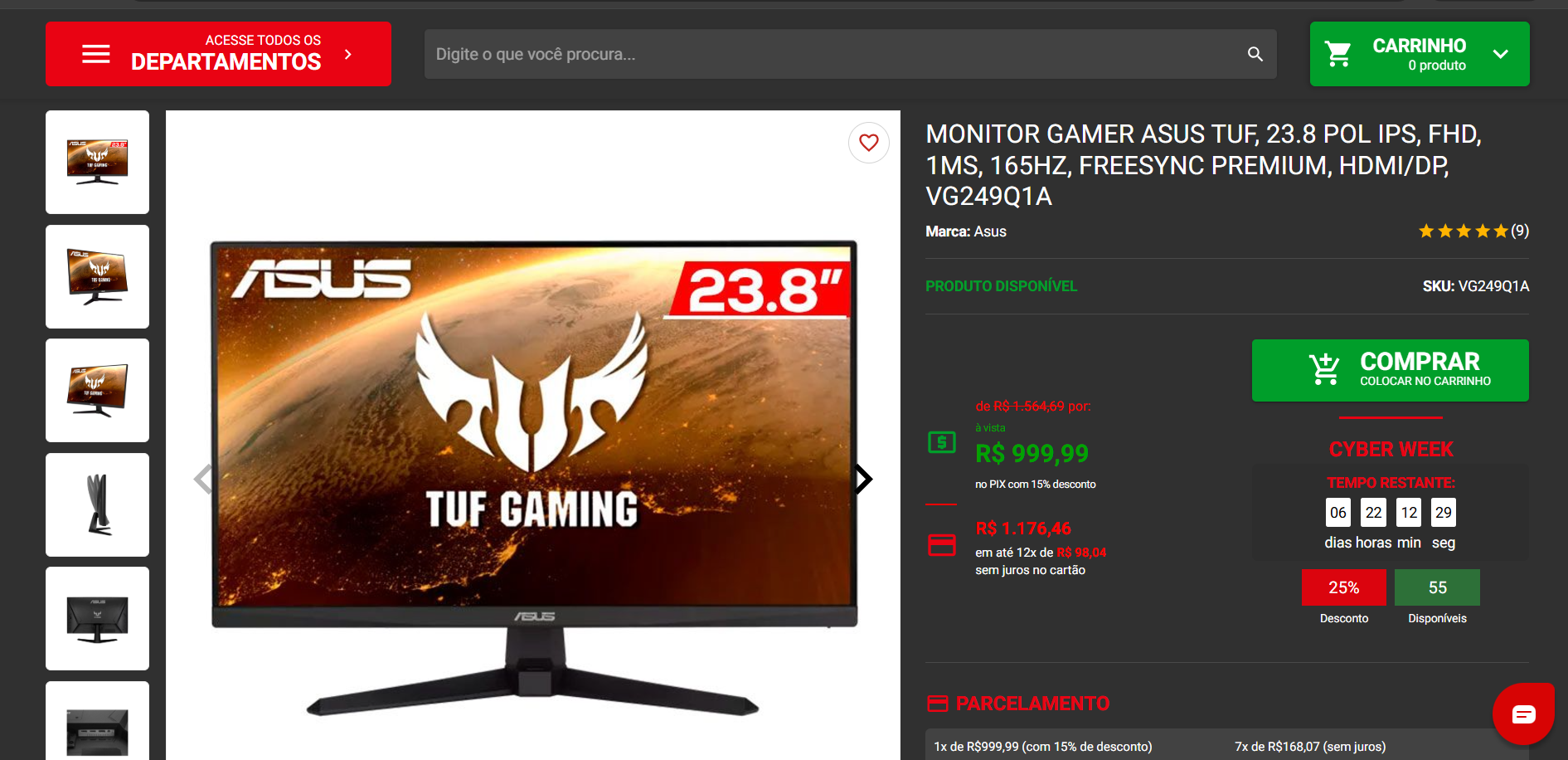 Monitor gamer ASUS TUF 23.8 polegadas: a escolha perfeita com 25% de desconto na Pichau 2 Monitor gamer