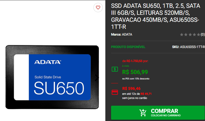 SATA III: 3 opções em promoção na Pichau 2 SATA III: 3 opções em promoção na Pichau Captura de tela 2024 12 02 182011.png
