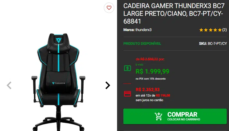 Cadeira Gamer: 3 opções de Cadeiras gamer Premium em promoção 4 Cadeira Gamer: 3 opções de Cadeiras gamer Premium em promoção Captura de tela 2024 12 04 163317.png