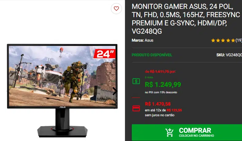 Monitor 165Hz: 3 opções em promoção na Pichau 2 Monitor 165Hz: 3 opções em promoção na Pichau Captura de tela 2024 12 04 164015.png