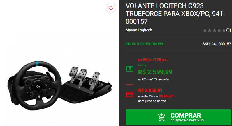 Volante Gamer: 3 opções em promoção no site da Pichau Captura de tela 2024 12 04 183802.png