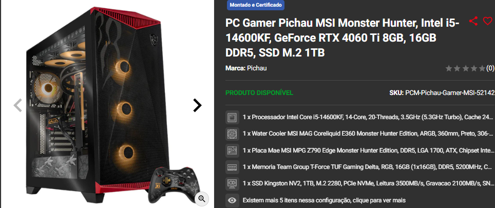 PC Gamer Completo: 3 opções temáticas em promoção 4 PC Gamer Completo: 3 opções temáticas em promoção Captura de tela 2024 12 05 120607.png