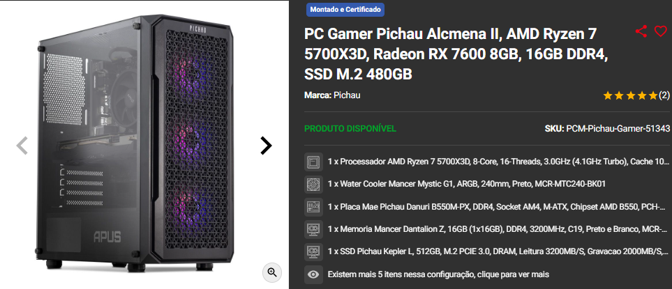 PC Gamer com Ryzen 7 5700X3D: 3 opções completas na Pichau 2 PC Gamer com Ryzen 7 5700X3D: 3 opções completas na Pichau Captura de tela 2024 12 06 163925.png