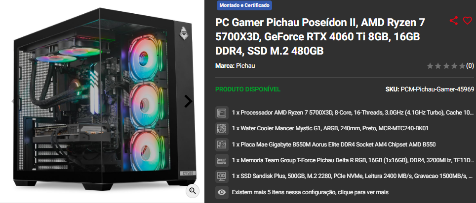 PC Gamer com Ryzen 7 5700X3D: 3 opções completas na Pichau 3 PC Gamer com Ryzen 7 5700X3D: 3 opções completas na Pichau Captura de tela 2024 12 06 164737.png