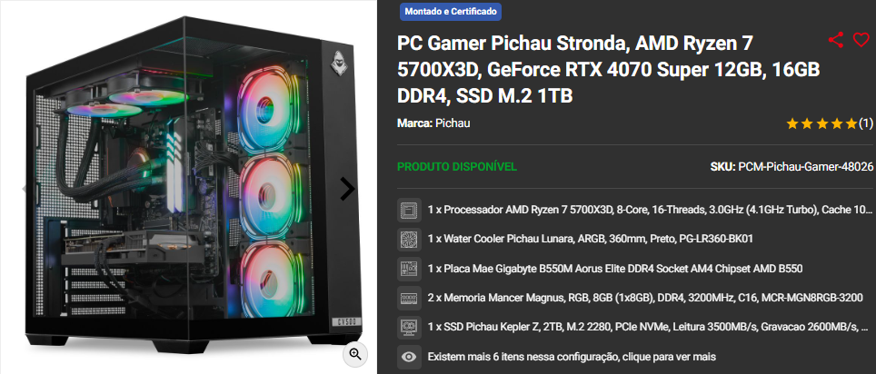 PC Gamer com Ryzen 7 5700X3D: 3 opções completas na Pichau 4 PC Gamer com Ryzen 7 5700X3D: 3 opções completas na Pichau Captura de tela 2024 12 06 165339.png