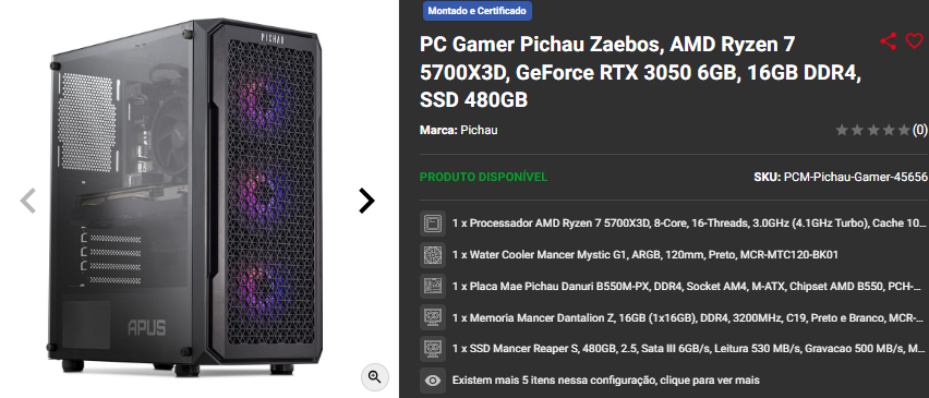 PC Gamer: 3 opções com Ryzen 7 5700X3D Captura de tela 2024 12 09 165000.png