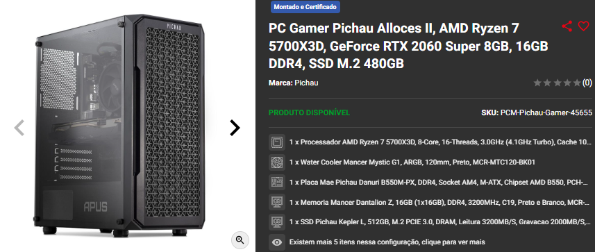 PC Gamer: 3 opções com Ryzen 7 5700X3D Captura de tela 2024 12 09 165248.png