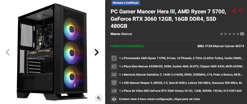 PC Gamer: 3 opções com Ryzen 7 5700X3D Captura de tela 2024 12 09 165529.png
