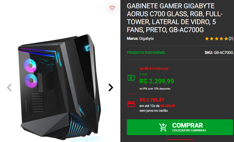 Gabinetes gamer: 3 opções premium em promoção no site da Pichau Captura de tela 2024 12 10 150410.png