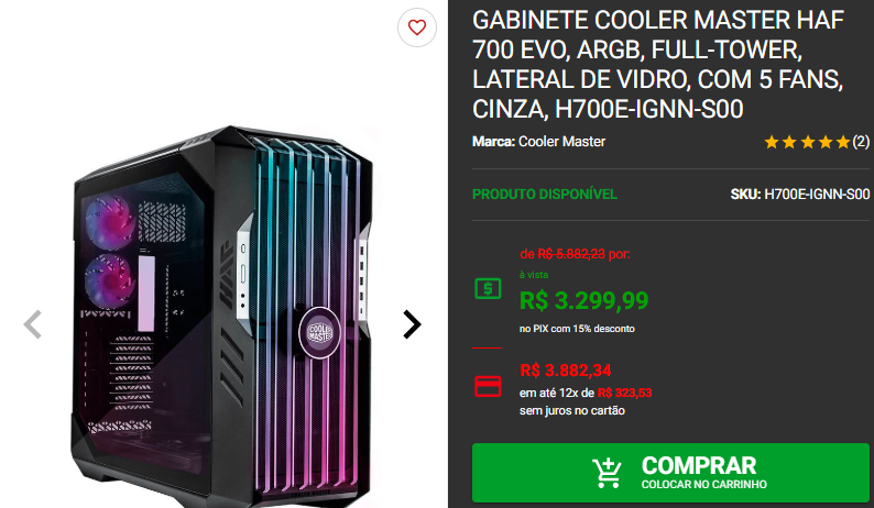 Gabinetes gamer: 3 opções premium em promoção no site da Pichau Captura de tela 2024 12 10 152130.png