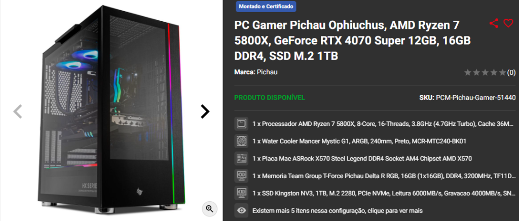RTX 4070 Super: 3 opções de PC Gamers equipados a GPU Captura de tela 2024 12 12 163448