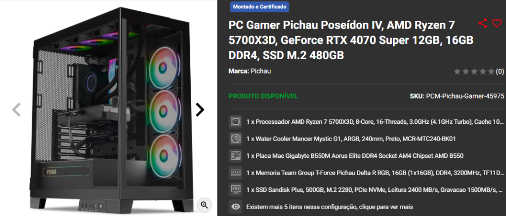 RTX 4070 Super: 3 opções de PC Gamers equipados a GPU Captura de tela 2024 12 12 163757