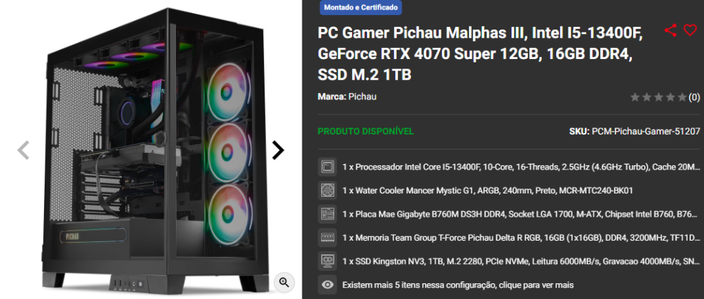 RTX 4070 Super: 3 opções de PC Gamers equipados a GPU Captura de tela 2024 12 12 164558