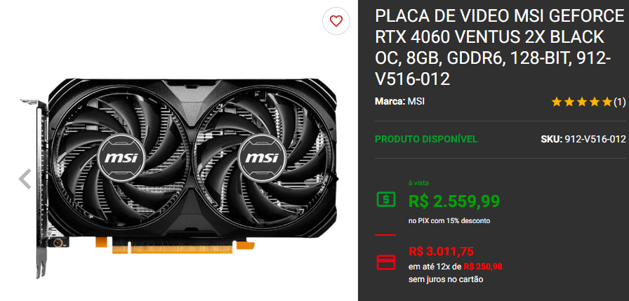 RTX 4060: 3 opções diferentes disponíveis no site da Pichau 3 RTX 4060: 3 opções diferentes disponíveis no site da Pichau Captura de tela 2024 12 13 172925.png