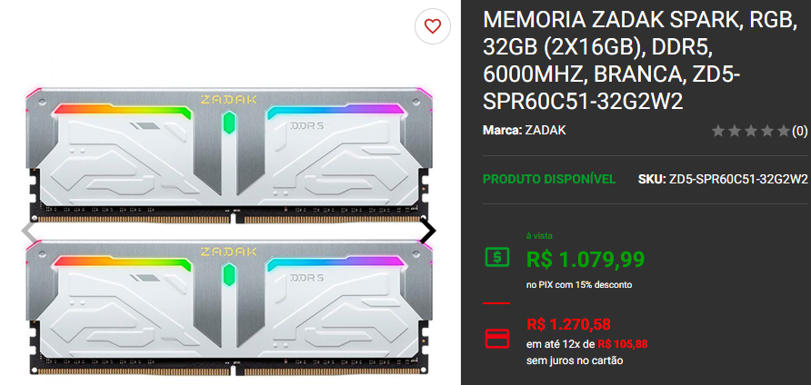 Memória DDR5: 3 opções em promoção no site da Pichau Captura de tela 2024 12 16 175257.png