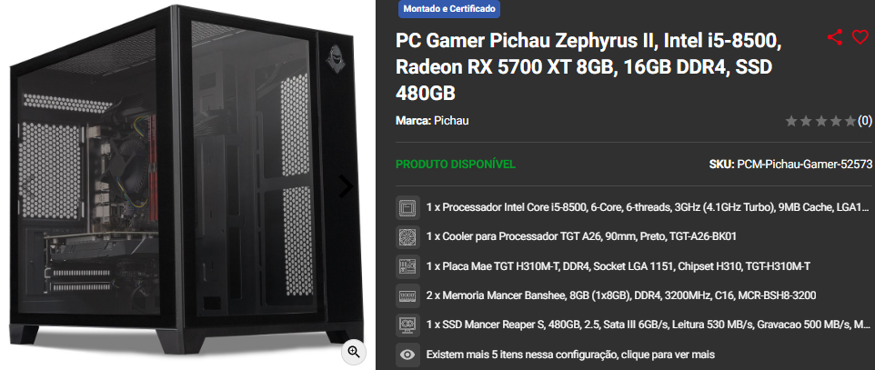PC Gamer em promoção: 3 opções custo-benefício disponíveis na Pichau Captura de tela 2024 12 18 170717.png