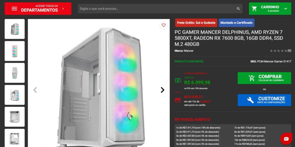 Setup Gamer Branco: descubra quais as melhores opções 5 PC Gamer Mancer Delphinus