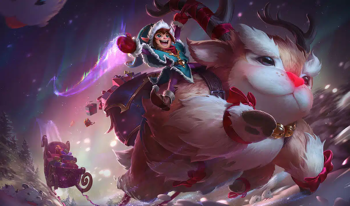 imagem da skin Nunu e Willump de natal do LoL
