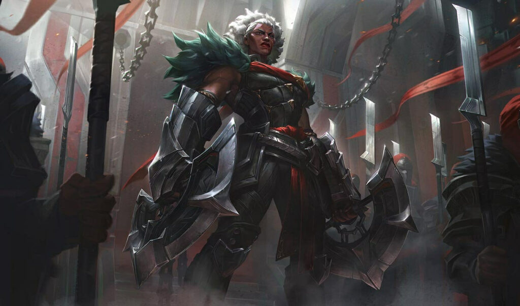 Ambessa, campeã do League of Legends (LoL).