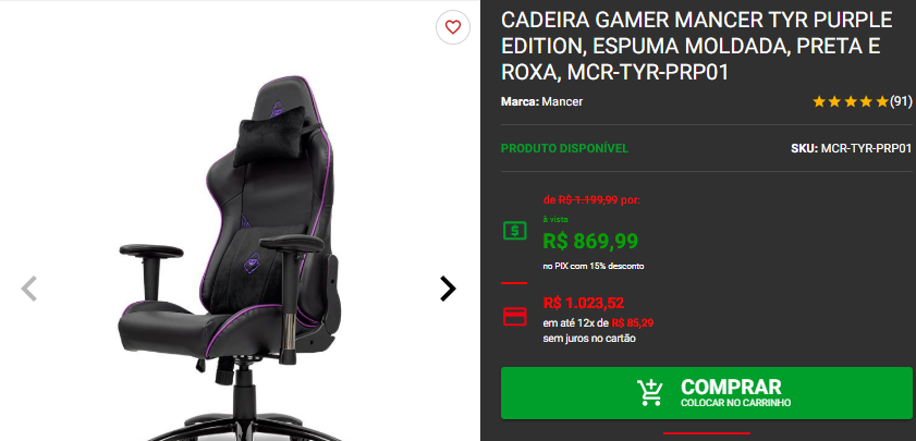 Cadeira gamer em promoção: 3 opções disponíveis na Pichau 4 Cadeira gamer em promoção: 3 opções disponíveis na Pichau Captura de tela 2025 01 08 124514.png