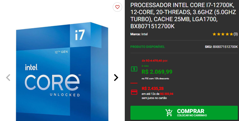 Processador Intel em promoção: 3 opções disponíveis na Pichau Captura de tela 2025 01 10 165224.png