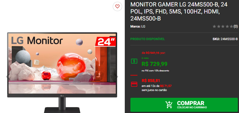 Monitor gamer em promoção: 3 opções disponíveis na Pichau 2 Monitor gamer em promoção: 3 opções disponíveis na Pichau Captura de tela 2025 01 10 171930.png